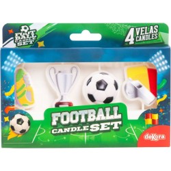 4 velas de cumplea�os con dise�o de f�tbol en 2D. n�4