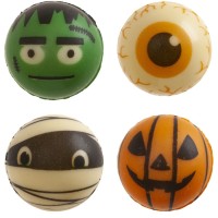 4 adornos de bolas de Halloween � En chocolate blanco
