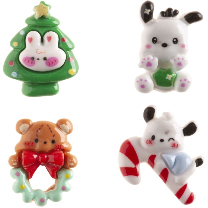1 Adorable figura navide�a 2D para rosca de reyes � 3 cm � Pl�stico 