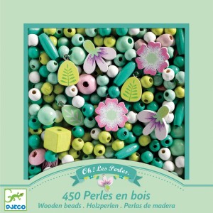 450 Cuentas de Madera - Hojas y Flores
