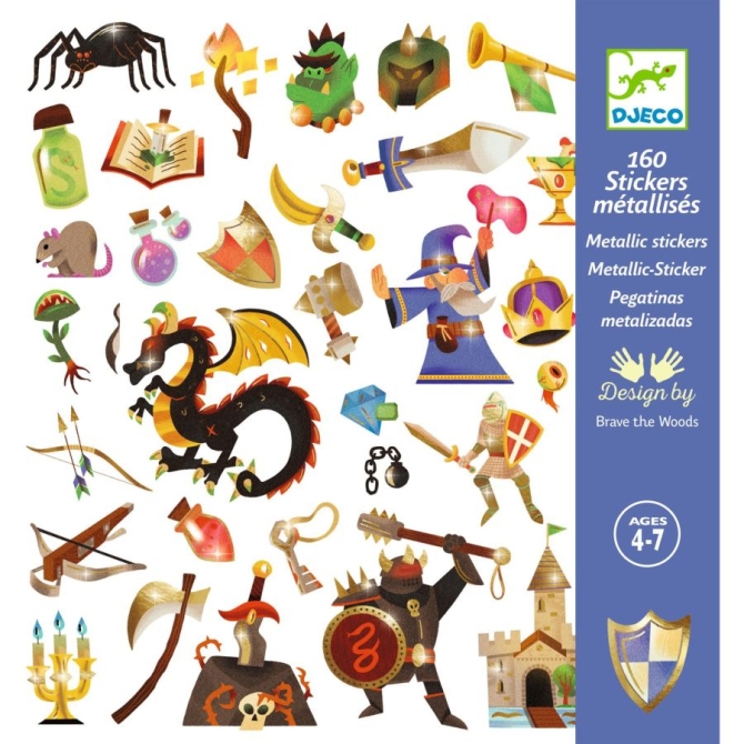 160 Pegatinas Medievales Metálicas 
