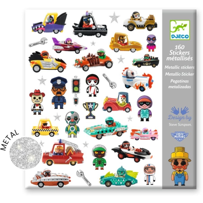 160 pegatinas met�licas El mundo de los motores locos 