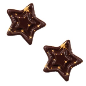 2 Estrellas Relieve 3D Amarillo/Cobre Brillante - Chocolate Negro