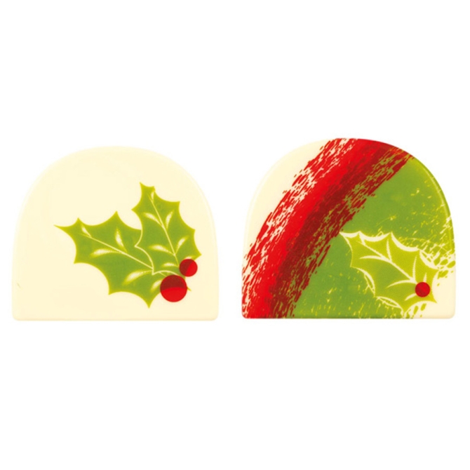 2 Troncos de Hoja de Acebo (7, 7 cm) - Chocolate Blanco 
