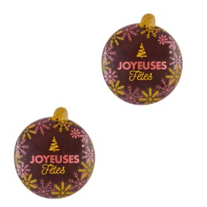 2 Bolas Burbuja Felices Fiestas (5 cm) - Chocolate Negro