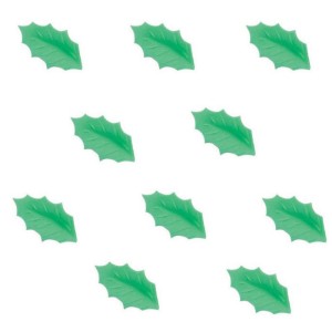 10 hojas de acebo verde claro (4,7 cm) - sin levadura