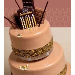 2 Obleas Happy Birthday (5, 2 cm) - Chocolate Negro. n1