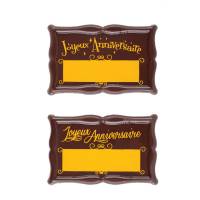 2 Platos Grabables Happy Birthday (8,8 cm) - Chocolate Negro