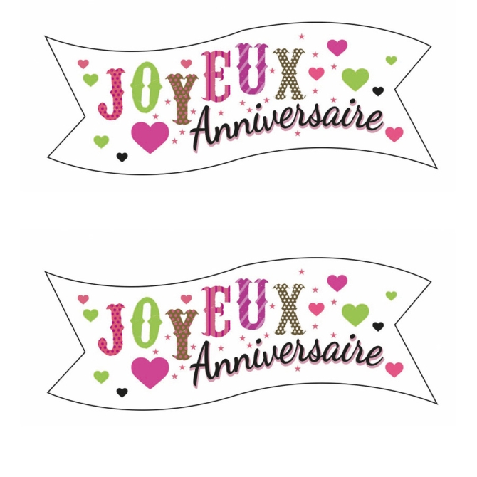 2 Banderines Corazn Feliz Cumpleaos (9, 4 cm) - Sin Levadura 
