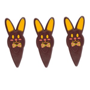 3 palillos de cabeza de conejo - Chocolate oscuro