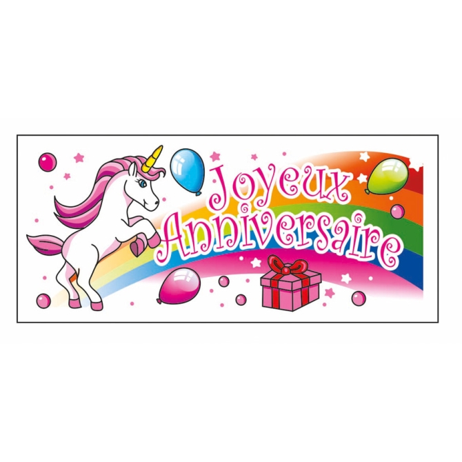 1 Oblea Feliz Cumpleaos Unicornio (9 cm) - Sin Levadura 