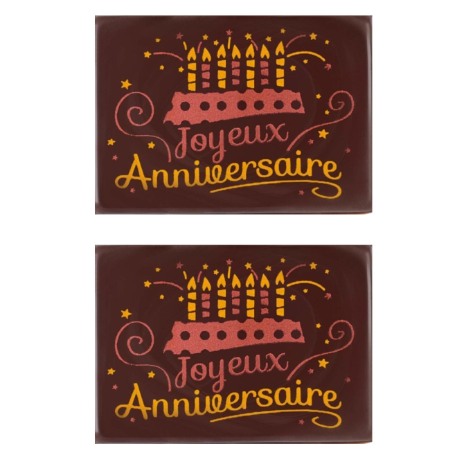 2 Rectngulos Feliz Cumpleaos (6, 1 cm) - Chocolate Negro 