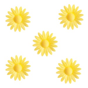 5 Pequeas Margaritas Amarillas con Corazn Amarillo (4,5 cm) - Sin Levadura