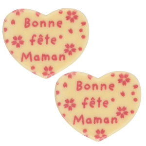 Mini Corazones Feliz Da de la Madre (2,7 cm) - Chocolate Blanco