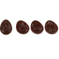 4 alegres huevos de Pascua en relieve (4 cm) - Chocolate