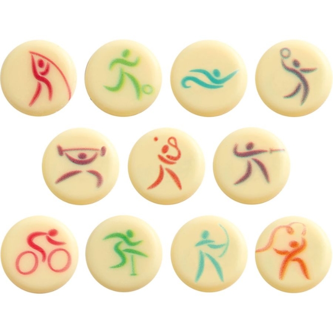 11 Mini Dcors Sportifs ( 2 cm) - Chocolat Blanc 