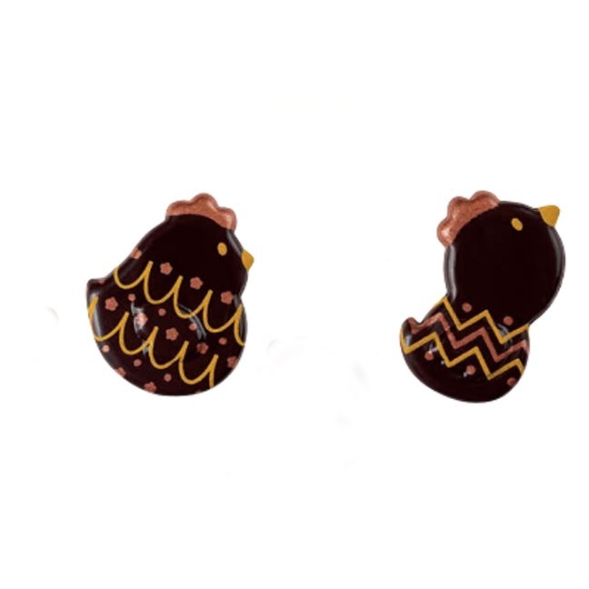 2 Decoraciones Gallina / Polluelo 3, 5 cm - Chocolate 
