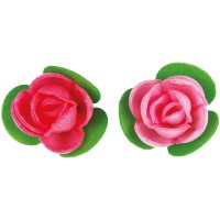 3 Mini Rosas y Hojas (2 cm) - Azyme