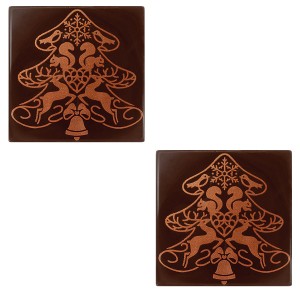 2 Puntas de Tronco con Plantilla Folclrica (8 cm)  Chocolate
