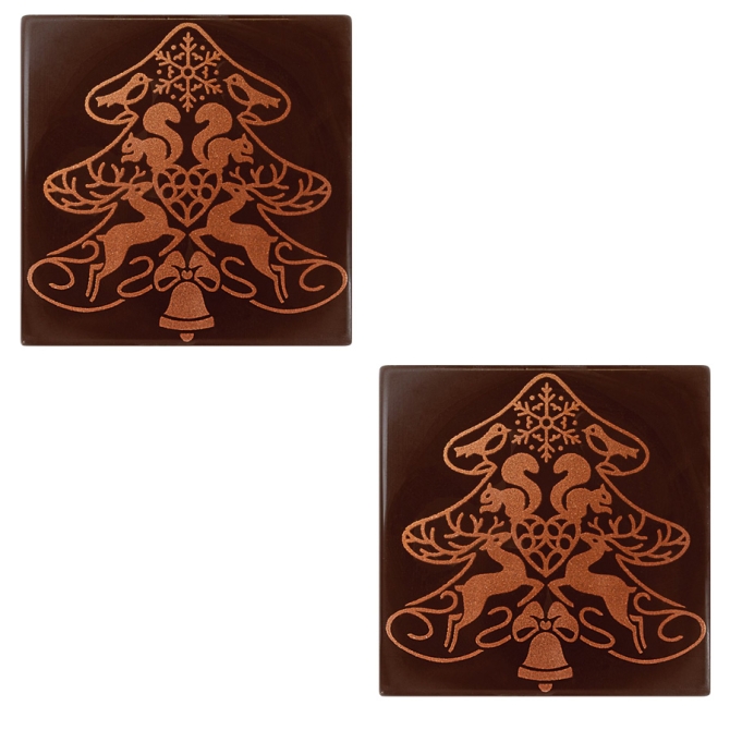 2 Puntas de Tronco con Plantilla Folclrica (8 cm)  Chocolate 