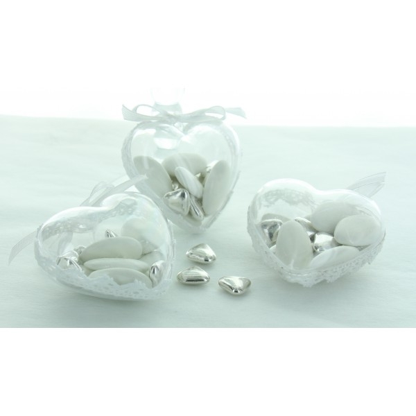 3 Cajas Corazn (7, 5 cm) - Plstico Cristal 