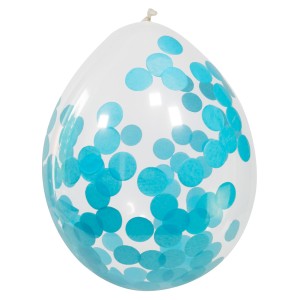 4 globos de confeti azul