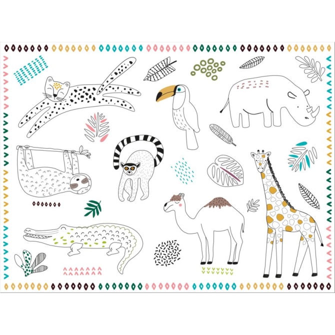 6 Manteles individuales para colorear Zoo Party 