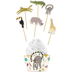 Set de 12 decoraciones para cupcakes Zoo Party