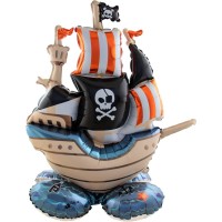 Globo de aluminio de pie - Barco Pirata - 81 cm