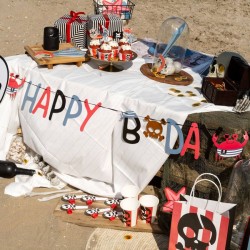 1 guirnalda de letras de fiesta pirata de feliz cumplea�os - 1, 5 m. n�3