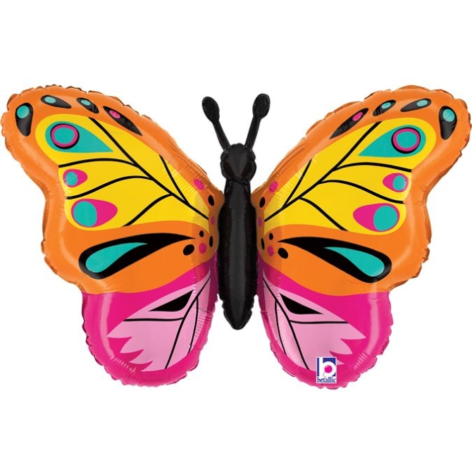 Globo gigante de helio metalizado - Mariposa de colores 75 cm 
