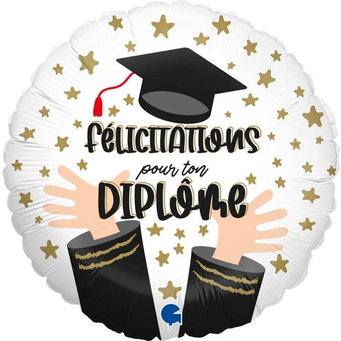 Globo de Helio de Aluminio - Felicitaciones por su Diploma  35 cm 