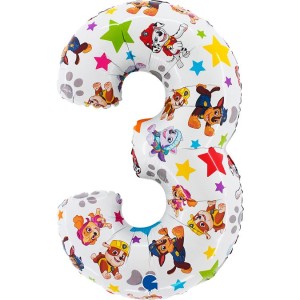 Globo De Helio De Aluminio Paw Patrol - Gigante Nmero 3 - 75 cm
