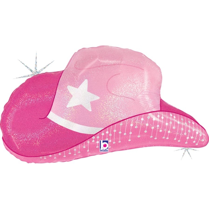 Globo gigante de helio - Sombrero de vaquera rosa (67 cm) 