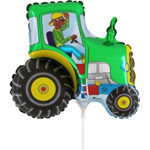 Globo de tractor verde con tallo - 26 cm