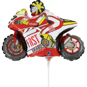 Globo de motocicleta roja con tallo - 31 cm