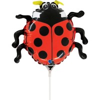 Globo de mariquita con tallo - 24 cm