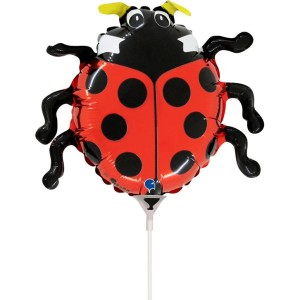 Globo de mariquita con tallo - 24 cm