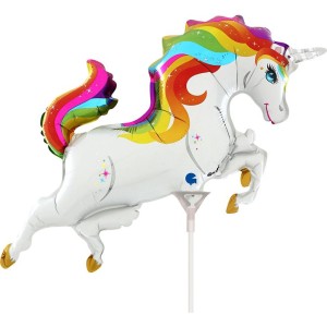 Globo Unicornio Arcoíris con Vástago - 43 cm