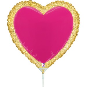 Globo de corazn con tallo - 26 cm
