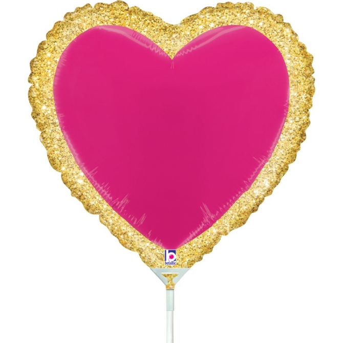 Globo de corazn con tallo - 26 cm 