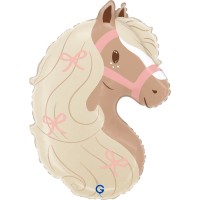 Globo gigante de helio de papel de aluminio - Cabeza de poni boho 58 cm
