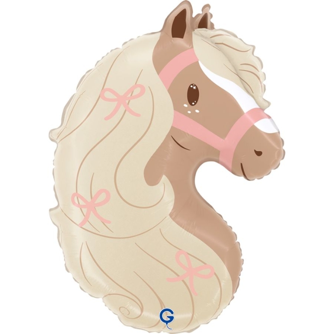 Globo gigante de helio de papel de aluminio - Cabeza de poni boho 58 cm 