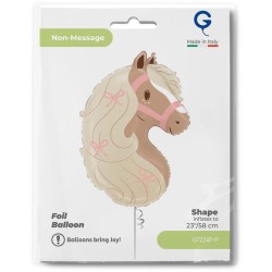 Globo gigante de helio de papel de aluminio - Cabeza de poni boho 58 cm. n�1