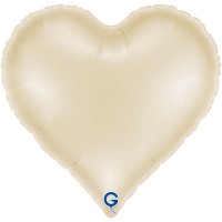 Globo de helio de aluminio con forma de coraz�n de 37 cm, color crema satinado.