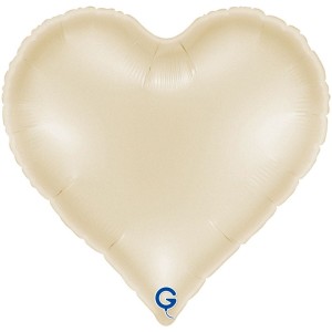Globo de helio de aluminio con forma de coraz�n de 37 cm, color crema satinado.