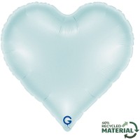 Globo de helio de papel metalizado - Coraz�n de sat�n azul pastel 45 cm