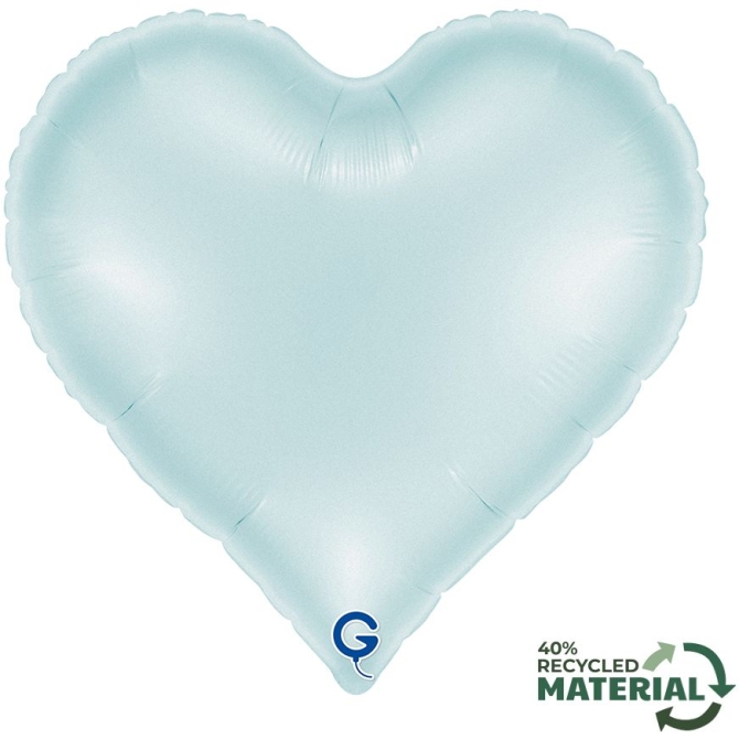 Globo de helio de papel metalizado - Coraz�n de sat�n azul pastel 45 cm 
