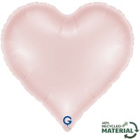 Globo de helio de papel metalizado - Coraz�n de sat�n rosa pastel 45 cm
