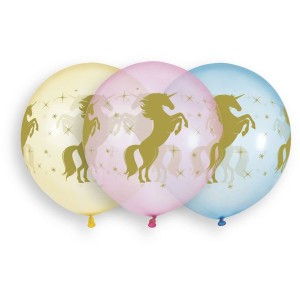 3 Globos Unicornio 48cm